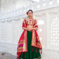 Lorenvalley Green Vichitra Silk Plain with Paithani lace border Lehenga Choli | Swadesiicart