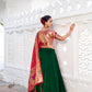 Lorenvalley Green Vichitra Silk Plain with Paithani lace border Lehenga Choli | Swadesiicart