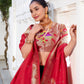 Lorenvalley Green Vichitra Silk Plain with Paithani lace border Lehenga Choli | Swadesiicart