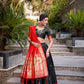 Lorenvalley Black Jacquard Silk Paithani Zari Weaving Work Lehenga Choli with Dupatta | Swadesiicart