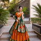 Lorenvalley Orange Jacquard Silk Paithani Zari Weaving Work Lehenga Choli with Dupatta | Swadesiicart