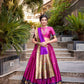 Lorenvalley Pink Jacquard Silk Paithani Zari Weaving Work Lehenga Choli with Dupatta | Swadesiicart
