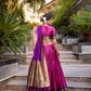 Lorenvalley Pink Jacquard Silk Paithani Zari Weaving Work Lehenga Choli with Dupatta | Swadesiicart
