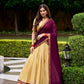Lorenvalley Fashion Cream Kanchipuram Zari Weaving Work Lehenga Choli with Dupatta - Swadesiicart