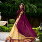 Lorenvalley Fashion Cream Kanchipuram Zari Weaving Work Lehenga Choli with Dupatta - Swadesiicart