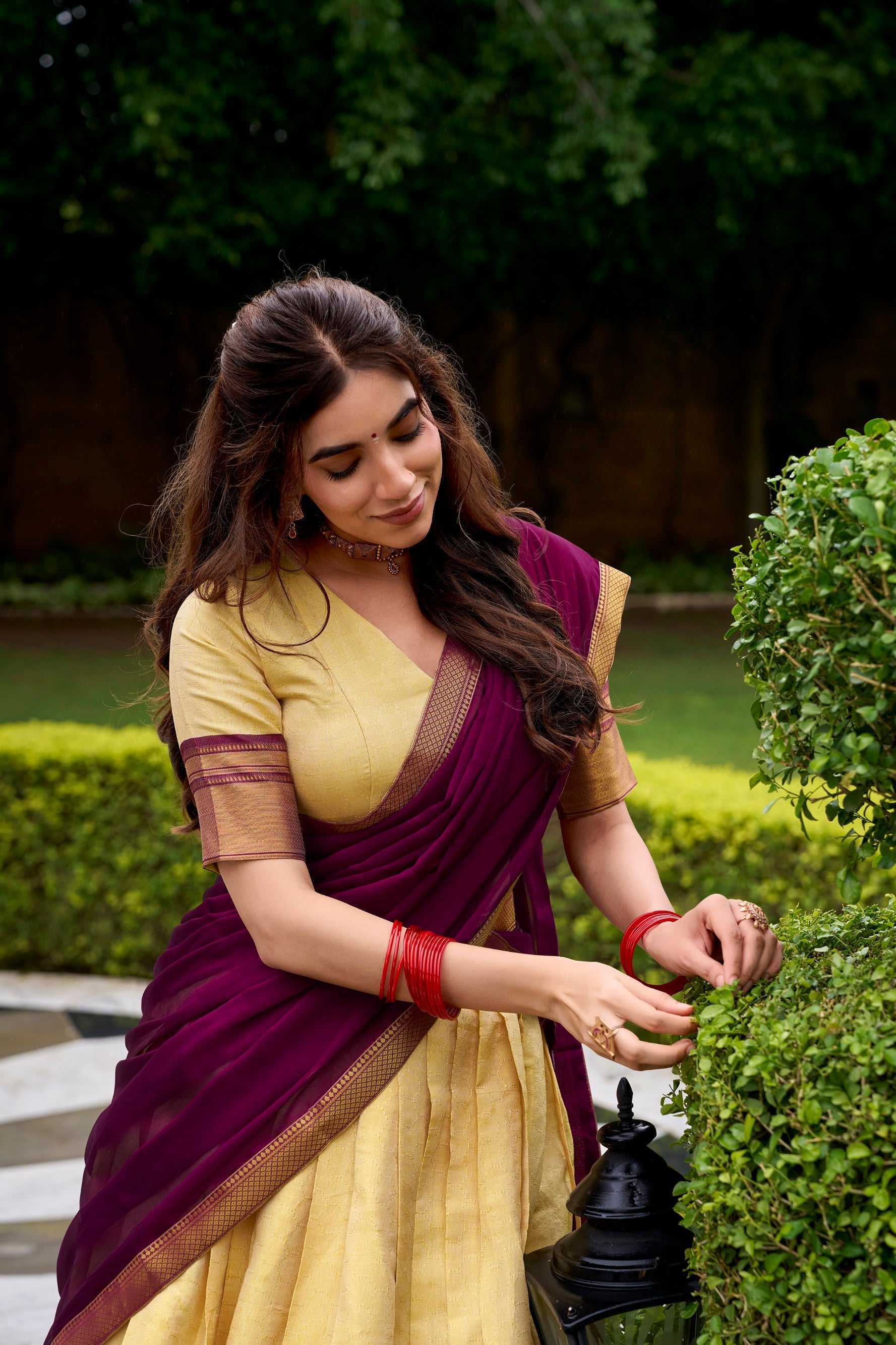 Lorenvalley Fashion Cream Kanchipuram Zari Weaving Work Lehenga Choli with Dupatta - Swadesiicart