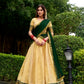 Lorenvalley Fashion Cream Kanchipuram Zari Weaving Work Lehenga Choli with Dupatta - Swadesiicart