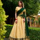 Lorenvalley Fashion Cream Kanchipuram Zari Weaving Work Lehenga Choli with Dupatta - Swadesiicart
