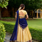 Lorenvalley Fashion Cream Kanchipuram Zari Weaving Work Lehenga Choli with Dupatta - Swadesiicart