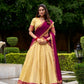 Lorenvalley Fashion Cream Kanchipuram Zari Weaving Work Lehenga Choli with Dupatta - Swadesiicart