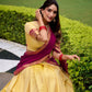 Lorenvalley Fashion Cream Kanchipuram Zari Weaving Work Lehenga Choli with Dupatta - Swadesiicart