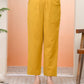 Vaasva Women Mustard Cotton Flax Solid Straight Pants | Swadesiicart