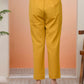 Vaasva Women Mustard Cotton Flax Solid Straight Pants | Swadesiicart