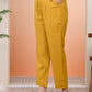 Vaasva Women Mustard Cotton Flax Solid Straight Pants | Swadesiicart