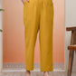 Vaasva Women Mustard Cotton Flax Solid Straight Pants | Swadesiicart