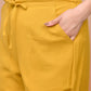 Vaasva Women Mustard Cotton Flax Solid Straight Pants | Swadesiicart