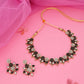Tehzeeb Creations Black & White Gold Pleated Stone Studded Necklace With Earrings - Swadesiicart