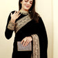 trueBrowns Black Velvet Embroidered Lace Blouse | Swadesiicart