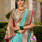 Lorenvalley Fashion Skyblue Jacquard Silk Paithani Weaving Zari Work Lehenga Choli with Dupatta - Swadesiicart