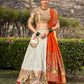 Lorenvalley Fashion White Jacquard Silk Paithani Weaving Zari Work Lehenga Choli with Dupatta | Swadesiicart