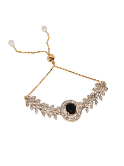 Rhodium-Plated Alloy Stone Studded Designer Bracelets - The Pari - Swadesiicart