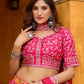 Anaita Magenta Art Silk Lehenga Choli With Tabby Silk Print
