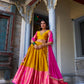 Lorenvalley Mustard Narayan Pattu Fabric with Zari Weaving Work Lehenga Choli | Swadesiicart
