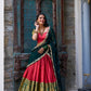 Lorenvalley Red Narayan Pattu Fabric with Zari Weaving Work Lehenga Choli | Swadesiicart