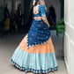 Lorenvalley Orange Zari Kota Zari Weaving Work With Sequins and Thread Embroidery Scallop Lace Border Lehenga Choli with Dupatta | Swadesiicart