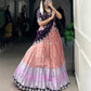 Lorenvalley Peach Zari Kota Zari Weaving Work With Sequins and Thread Embroidery Scallop Lace Border Lehenga Choli with Dupatta | Swadesiicart