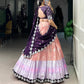 Lorenvalley Peach Zari Kota Zari Weaving Work With Sequins and Thread Embroidery Scallop Lace Border Lehenga Choli with Dupatta | Swadesiicart