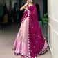 Lorenvalley Pink Zari Kota Zari Weaving Work With Sequins and Thread Embroidery Scallop Lace Border Lehenga Choli with Dupatta | Swadesiicart