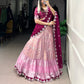 Lorenvalley Pink Zari Kota Zari Weaving Work With Sequins and Thread Embroidery Scallop Lace Border Lehenga Choli with Dupatta | Swadesiicart
