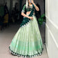 Lorenvalley Pista Zari Kota Zari Weaving Work With Sequins and Thread Embroidery Scallop Lace Border Lehenga Choli with Dupatta | Swadesiicart