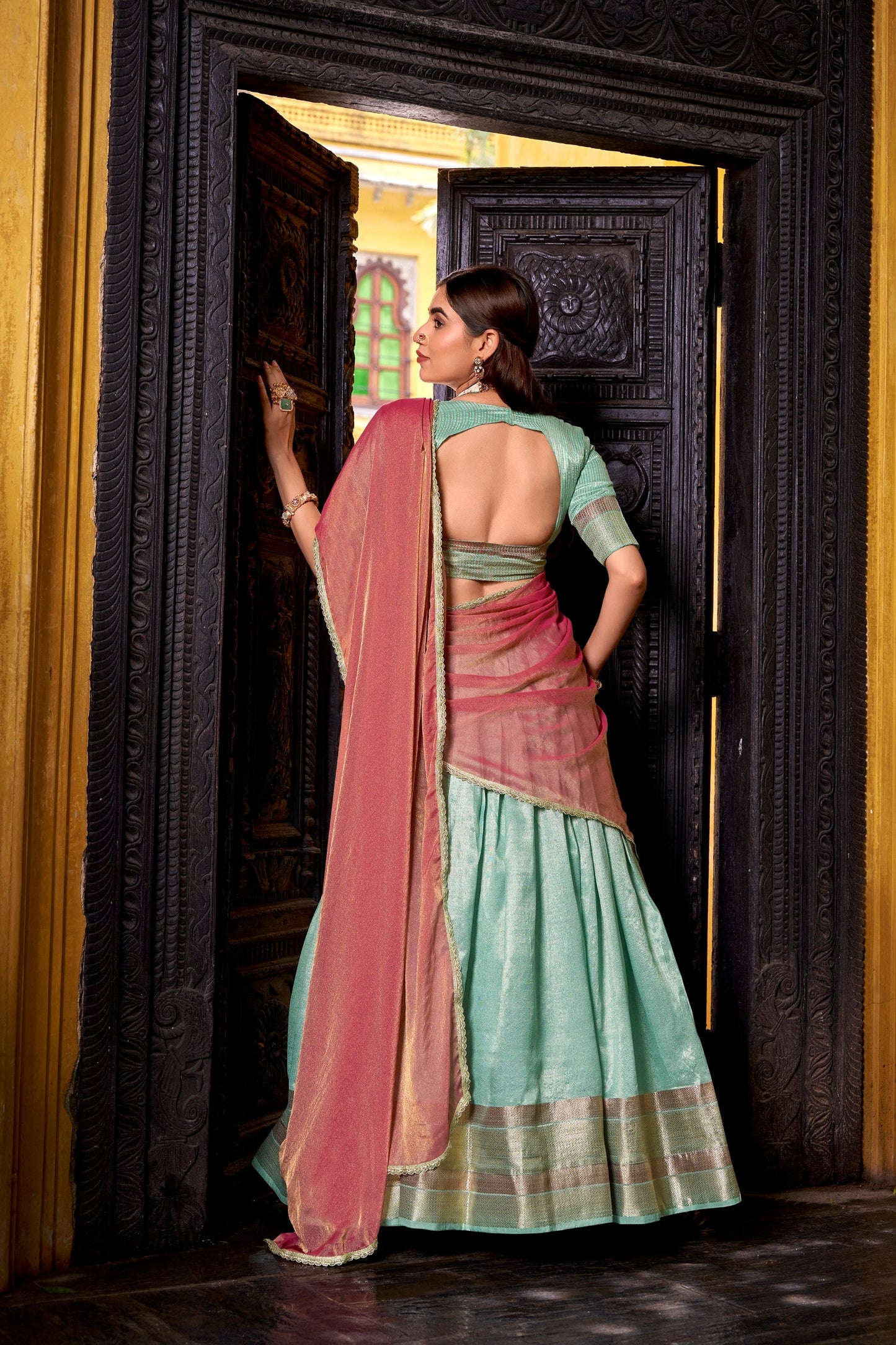 Lorenvalley Fashion Skyblue Dupion Silk Zari Weaving Work Lehenga Choli with Dupatta - Swadesiicart