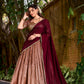 Lorenvalley Fashion Peach Dupion Silk Zari Weaving Work Lehenga Choli with Dupatta - Swadesiicart