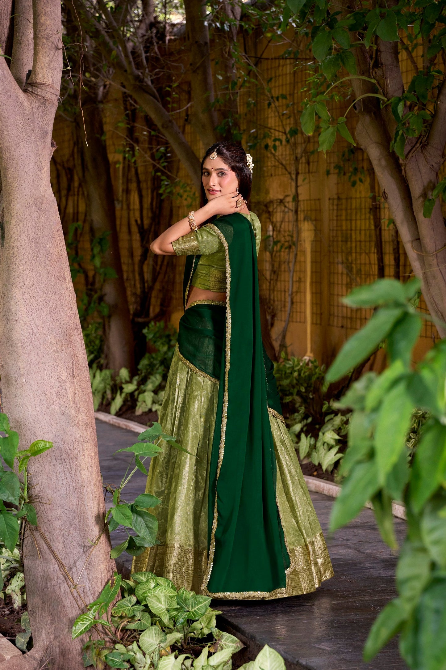 Lorenvalley Fashion Pista Dupion Silk Zari Weaving Work Lehenga Choli with Dupatta - Swadesiicart