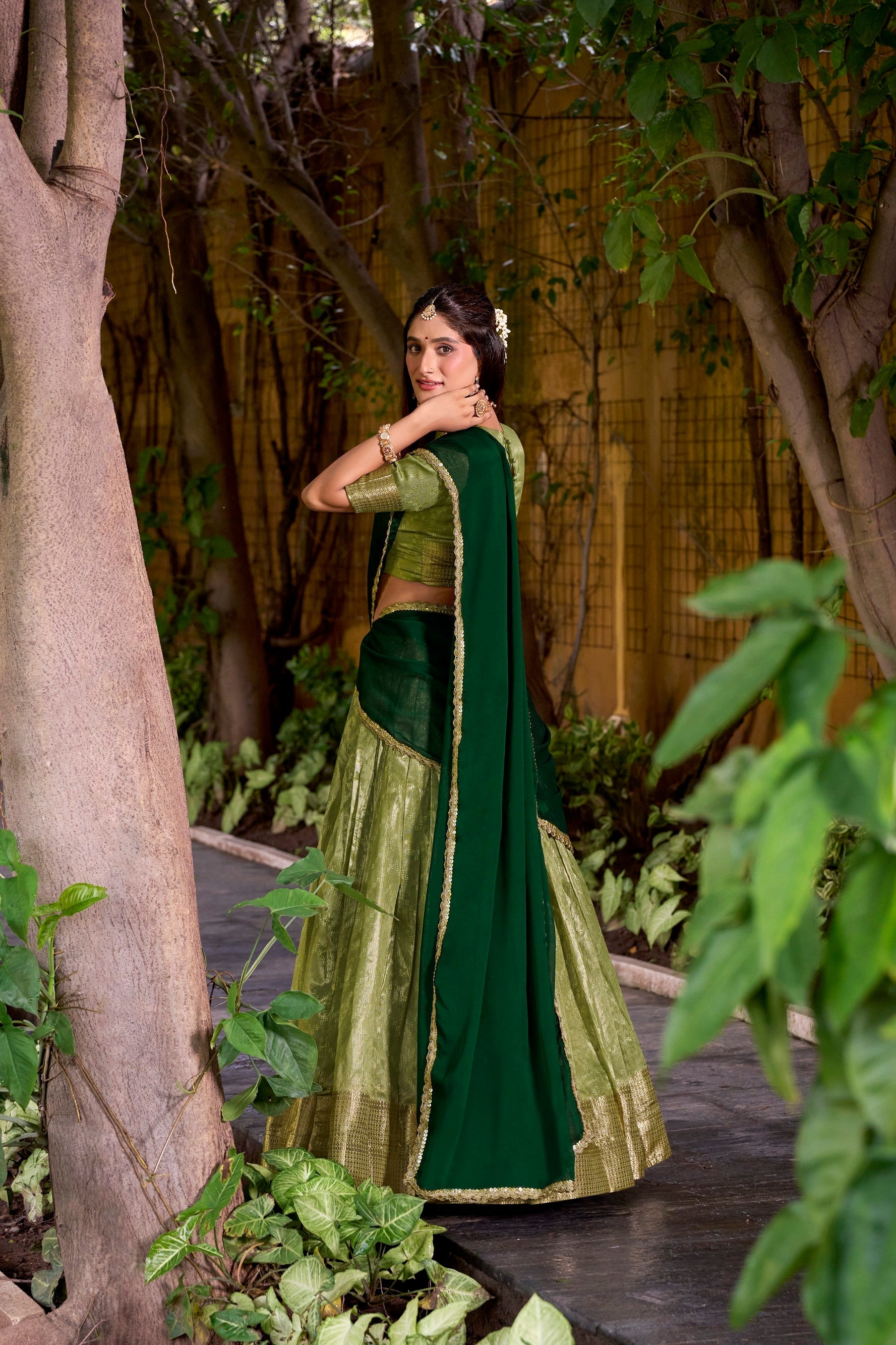 Lorenvalley Fashion Pista Dupion Silk Zari Weaving Work Lehenga Choli with Dupatta - Swadesiicart