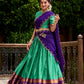 Lorenvalley Fashion Green Poly Cotton Zari Weaving Work Lehenga Choli with Dupatta - Swadesiicart