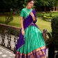 Lorenvalley Fashion Green Poly Cotton Zari Weaving Work Lehenga Choli with Dupatta - Swadesiicart