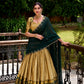 Lorenvalley Fashion Cream Poly Cotton Zari Weaving Work Lehenga Choli with Dupatta - Swadesiicart