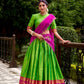 Lorenvalley Fashion Parrot Green Poly Cotton Zari Weaving Work Lehenga Choli with Dupatta - Swadesiicart