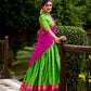 Lorenvalley Fashion Parrot Green Poly Cotton Zari Weaving Work Lehenga Choli with Dupatta - Swadesiicart