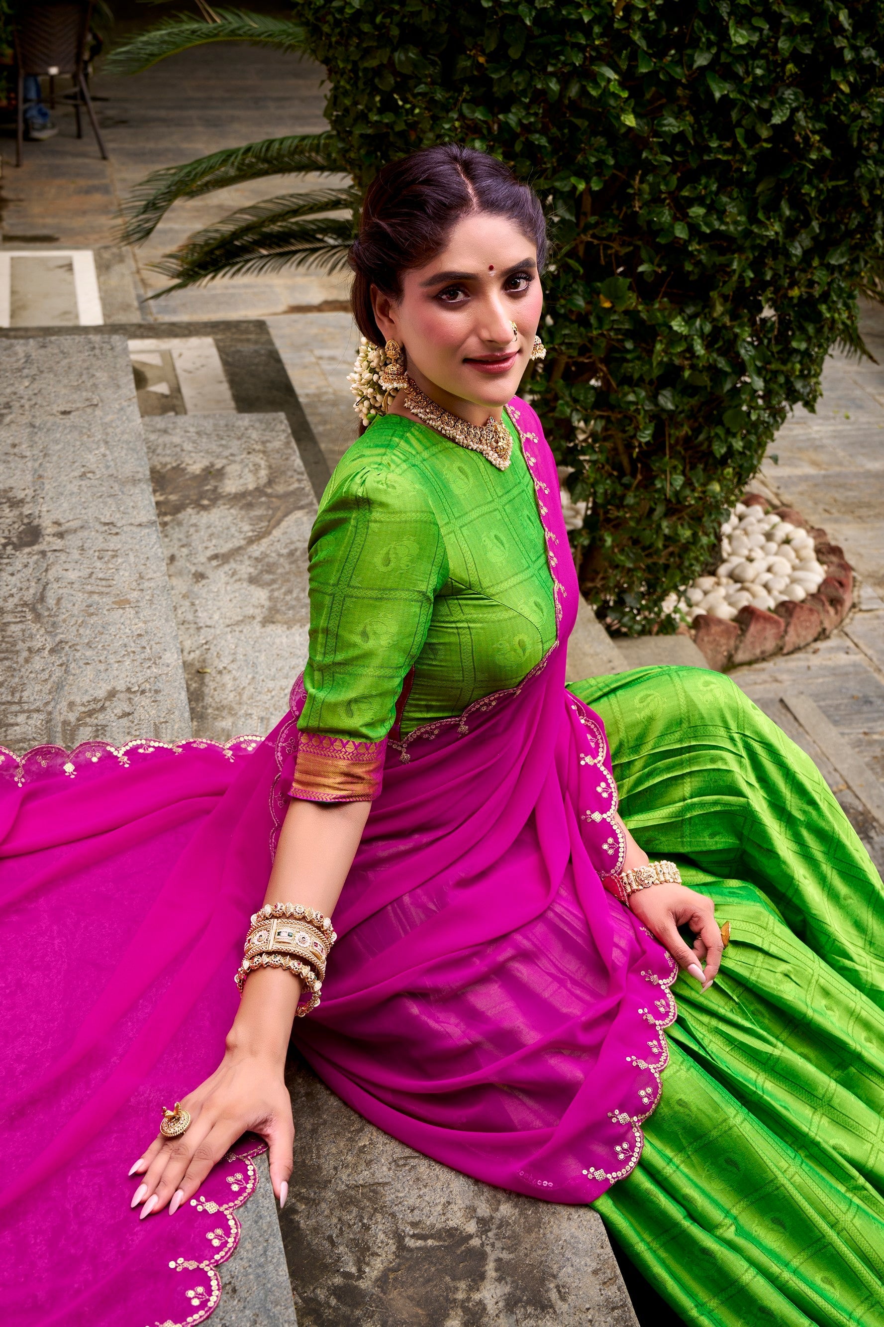 Lorenvalley Fashion Parrot Green Poly Cotton Zari Weaving Work Lehenga Choli with Dupatta - Swadesiicart