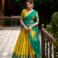 Lorenvalley Fashion Yellow Poly Cotton Zari Weaving Work Lehenga Choli with Dupatta - Swadesiicart
