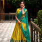Lorenvalley Fashion Yellow Poly Cotton Zari Weaving Work Lehenga Choli with Dupatta - Swadesiicart