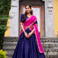 Lorenvalley Fashion Navyblue Poly Cotton Zari Weaving Work Lehenga Choli with Dupatta - Swadesiicart