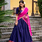 Lorenvalley Fashion Navyblue Poly Cotton Zari Weaving Work Lehenga Choli with Dupatta - Swadesiicart
