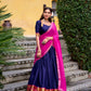 Lorenvalley Fashion Navyblue Poly Cotton Zari Weaving Work Lehenga Choli with Dupatta - Swadesiicart