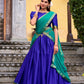 Lorenvalley Fashion Royalblue Poly Cotton Zari Weaving Work Lehenga Choli with Dupatta - Swadesiicart
